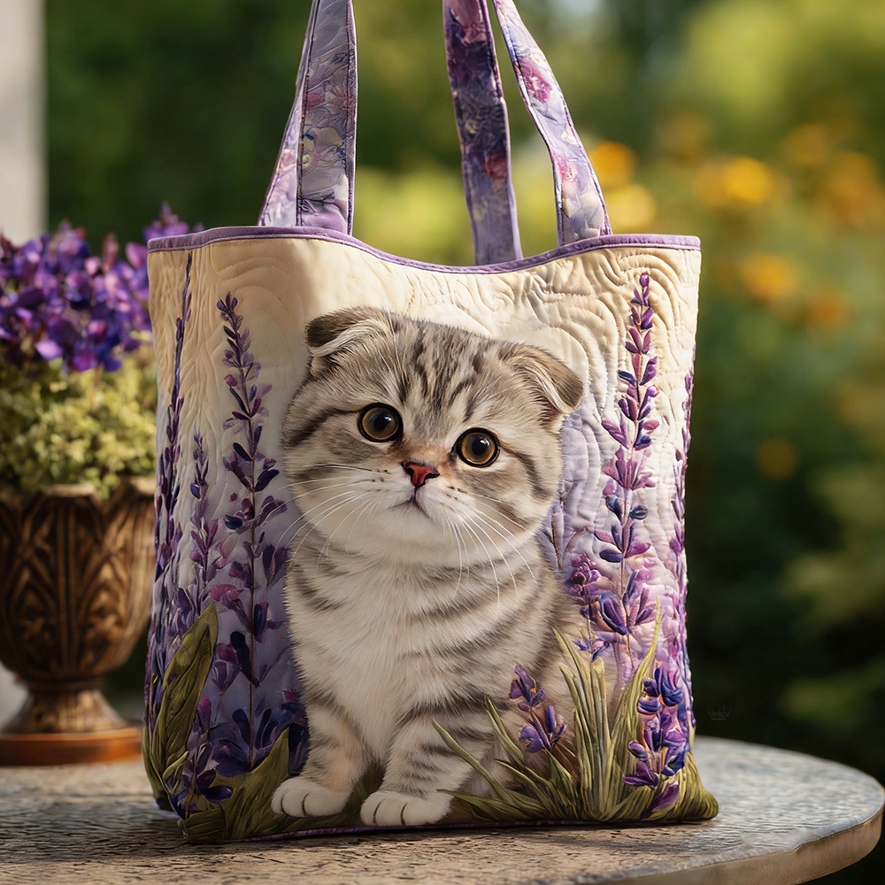 Crafted Scottish Fold Quilted Tote Bag | VETote117